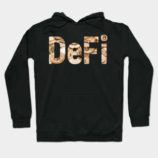 DeFi text with bitcoins pattern Decentralized Finance Hoodie